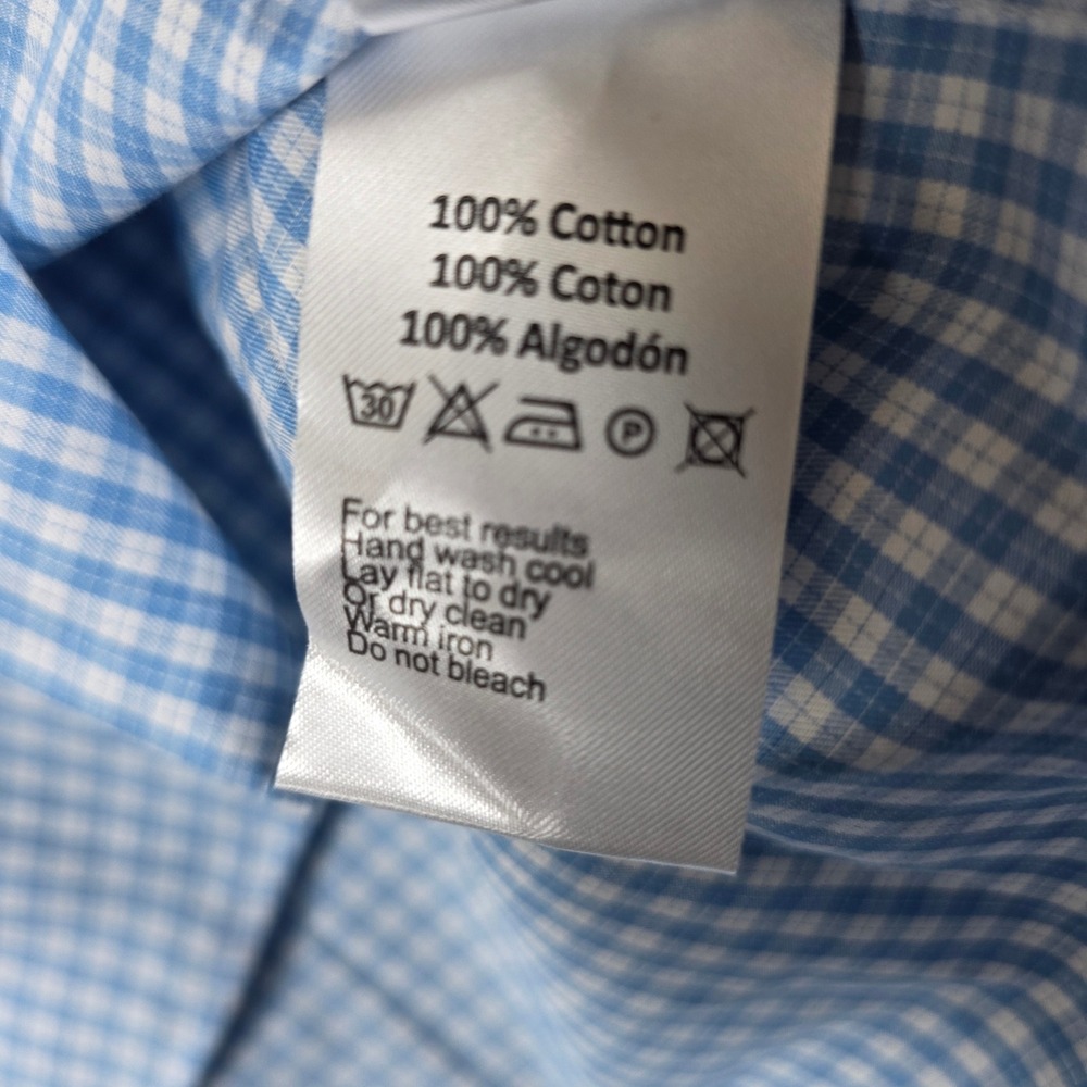 Peter Millar Crown Crafted MenXL Flex Finish Button shirt  Blue Gingham NWT $250 - Picture 6 of 11